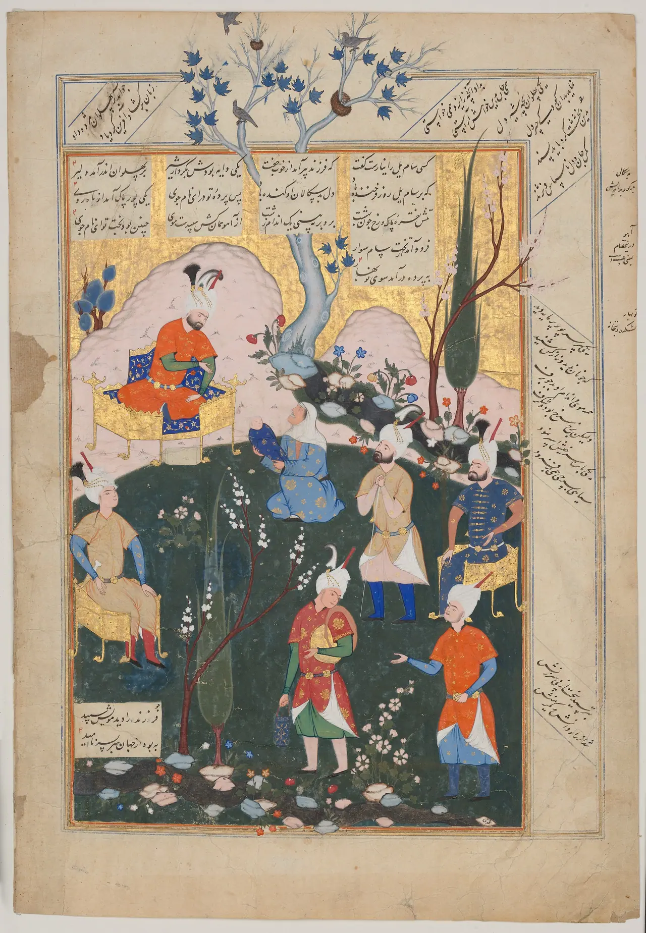 “Birth of Zal”, a folio from a Shahnameh, 1576–77